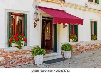 Grand Entrance In A Typical Hotel In Venice Italy