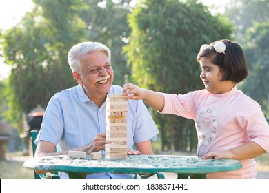 Grand Father Grand Daughter Play Stacking Stock Photo 1838371441 