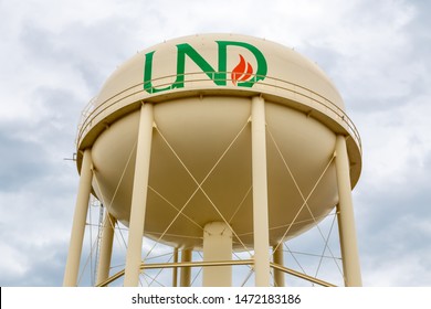 GRAND FORKS, ND/USA - JUNE 28, 2019:  Water Tower And Logo On The Campus Of The University Of North Dakota