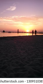 Grand Haven MI Shoreline And Sunset