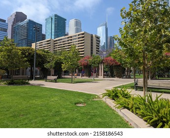 Grand Hope Park in the South Park District of Downtown Los Angeles, California