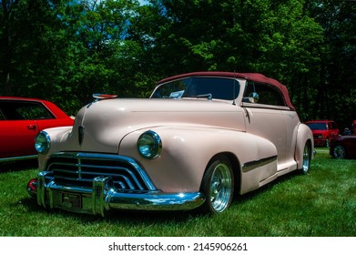 Grand Ledge, MI - July 8, 2017: 1950s Oldsmobile Convertible