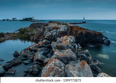 Grand Marais Harbor At Twilight 