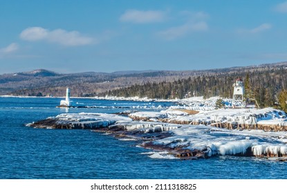 Grand Marais Lighthouse on Lake Superior - Shutterstock ID 2111318825