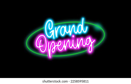 Grand opening neon sign template - Powered by Shutterstock