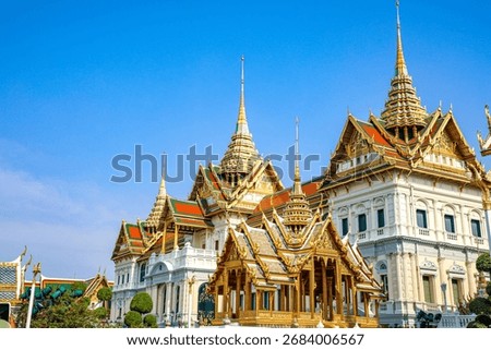 The Grand Palace was built same time as Bangkok. royal residences include Dusit Maha Prasat Throne Hall, Aphorn Phimok Prasat Throne Hall, Phiman Rattaya Throne Hall, Chakri Maha Prasat Throne Hall.The Grand Palace was built by King Rama I (Phra Phutthayodfa Chulalok) concurrently with the founding of Bangkok. It covers an area of ​​152 rai and 2 ngan (approximately 60 acres). Initially, it consisted of three parts: the Grand Palace, the Royal Residence, and Wat Phra Sri Rattanasadaram (Temple of the Emerald Buddha). Historically, temples were built within the grounds of the monarch's residence, similar to the Wat Phra Sri Sanphet in the Ayutthaya period. Therefore, the palace shares a similar architectural style with the construction of Wat Phra Sri Rattanasadaram. Later, during the reigns of King Rama IV and King Rama V, Western influences began to take hold, resulting in a more blended Western architectural style.