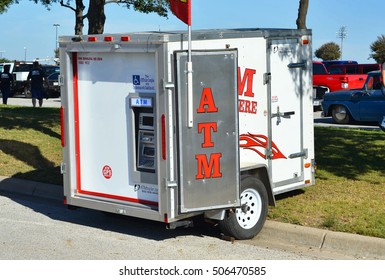 Grand Prairie, Texas- Oct.29,2016  Portable ATM Trailer At Local Car Swap Meet.