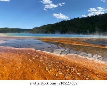 Grand Prismatic Spring Geothermal Wonder Yellowstone Stock Photo 