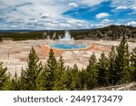 Grand Prismatic Spring in Yellowstone National Park, Wyoming USA from the view of Fairy Falls Trail, horizontal