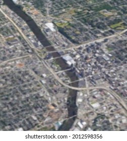 Grand Rapids City Michigan Aerial Cityscape - Blur Background Concept For Travel Backdrop