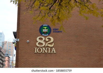 Grand Rapids, MI/ USA- November 9, 2020: 82 Ionia Kent County Michigan Sign 