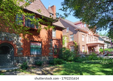 Grand Rapids, Michigan - Jul 30, 2020: View of homes in the old town section                             