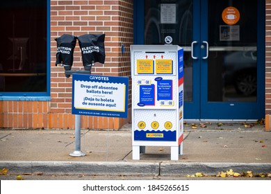 Grand Rapids, Michigan, November 1, 2020: One of several drive-up drop boxes for absentee ballots set up around the city ahead of the the November 3 election.