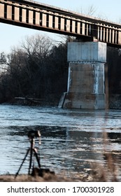 Grand River In Kitchener, Ontario, Canada Long Exposure Bridge Photography