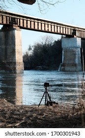 Grand River In Kitchener, Ontario, Canada Long Exposure Bridge Photography