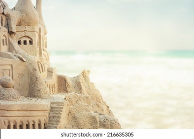Grand sandcastle on the beach 