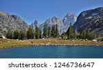 The Grand Teton, Mt Owen and Teewinot Mountain, view from Lake Solitude. Grand Teton National Park, Wyoming, USA