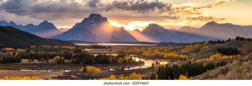 Grand Teton National Park In Autumn In Wyoming USA