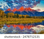 Grand Teton National Park. A long, active geologic history sculpted the surface features visible today in the Teton mountain range and Jackson H Elements of this image furnished by NASA.