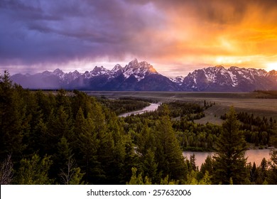 Grand Teton National Park At Snake River Overlook Sunset