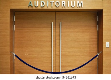 Grand Wooden Auditorium Entrance. For Various Business And Lifestyle Concepts.