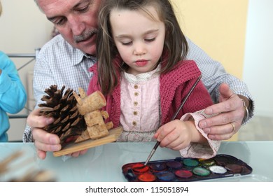 Granddaughter And Grandfather Painting