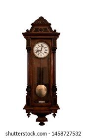 Grandfather clock in wooden case, europe, isolated