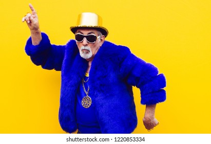 Grandfather portraits on colored backgrounds - Shutterstock ID 1220853334