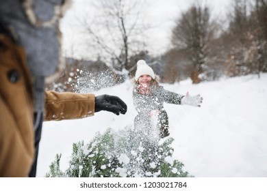 Grandfather Small Girl Getting Christmas Tree Stock Photo 1203021784 ...