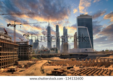 Grandiose construction in Dubai, the United Arab Emirates