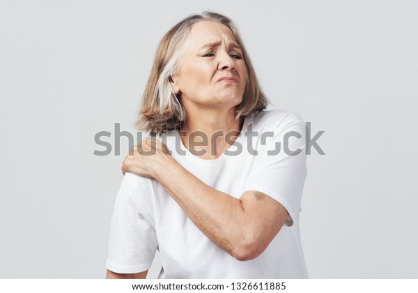 Grandma Short Hair White T Shirt Stock Photo Edit Now 1326611885