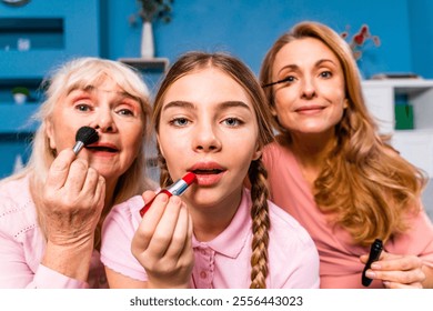 Grandmother, daughter and grandchild together at home, happy domestic life moments - Family having fun, concepts about elderly, mult-generation family and relationship - Powered by Shutterstock