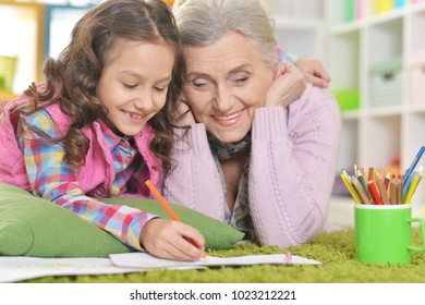 Grandmother And Granddaughter Drawing  