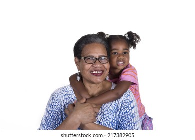 Grandmother And Granddaughter Isolated