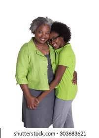 A Grandmother And Her Granddaughter Isolated On White