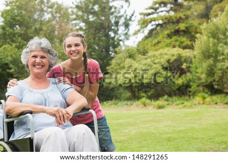 Similar – Senior woman in a wheelchair with her daughter