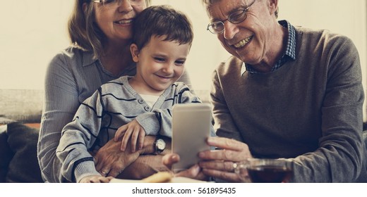 Grandparent Grandson Family Technology Digital