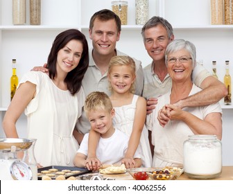 Grandparents, parents and children baking in the kitchen - Powered by Shutterstock