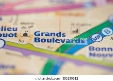 Grands Boulevards Station On The Paris Metro Map.