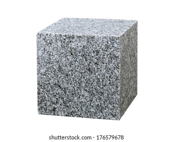 Granite Cube Isolated On White Background