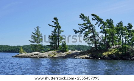  Granite Islands with windswept Pines in Georgian Bay Ontario Canada                              