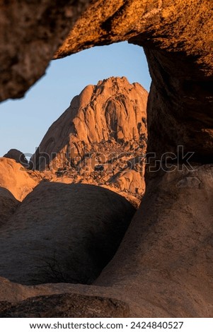 Granite peaks or Inselbergs, Mountains in gold hour, Spitzkoppe 