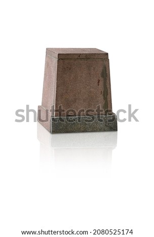 Granite pedestal isolated on a white background. Design element with clipping path
