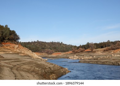 Granite and River Valley Along the North Fork of the American River and Folsom Reservoir at Low Water in California