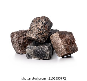 granite stone cobbles isolated on white background. natural cobblestone