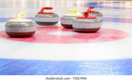 Granite stones for curling game on the ice
