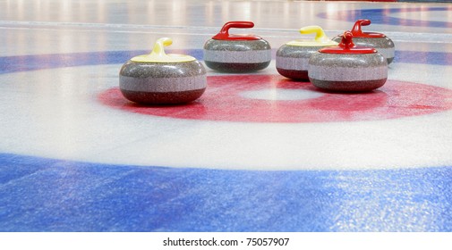 Granite Stones For Curling Game On The Ice