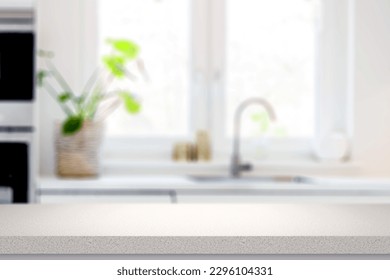 Granite white table kitchen for product placement - Portrait - Shutterstock ID 2296104331