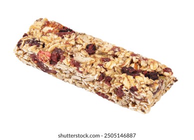 Granola bar cereal superfood energy nuts with berries isolated on white background - Powered by Shutterstock