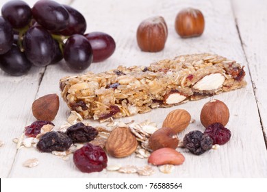 Granola Bar With Grapes Dried Fruit And Nuts